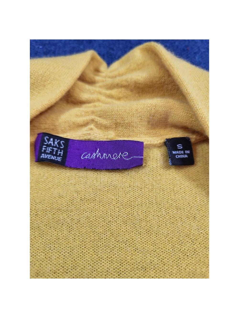 Saks Fifth Avenue Yellow Wrap Sweater Women's Small V-Neck Long Sleeve - Picture 6 of 9